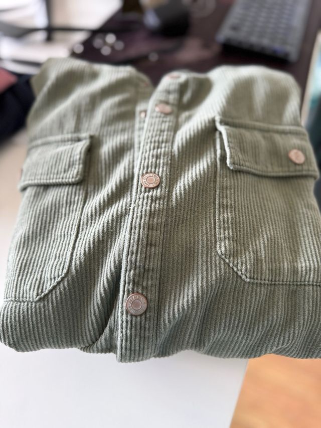 Casaco com carapuço em Bombazina Verde 13/14