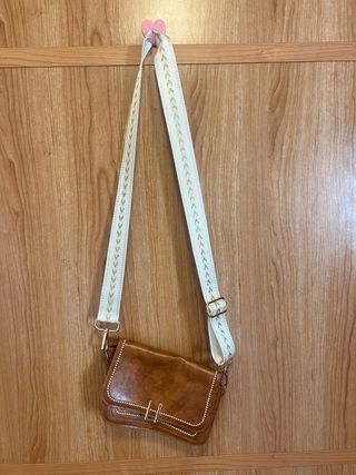 Bolso bandolera piel sintética marrón