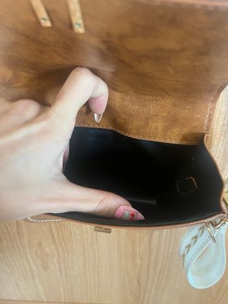 Bolso bandolera piel sintética marrón