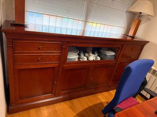 Mueble comedor madera y cristal