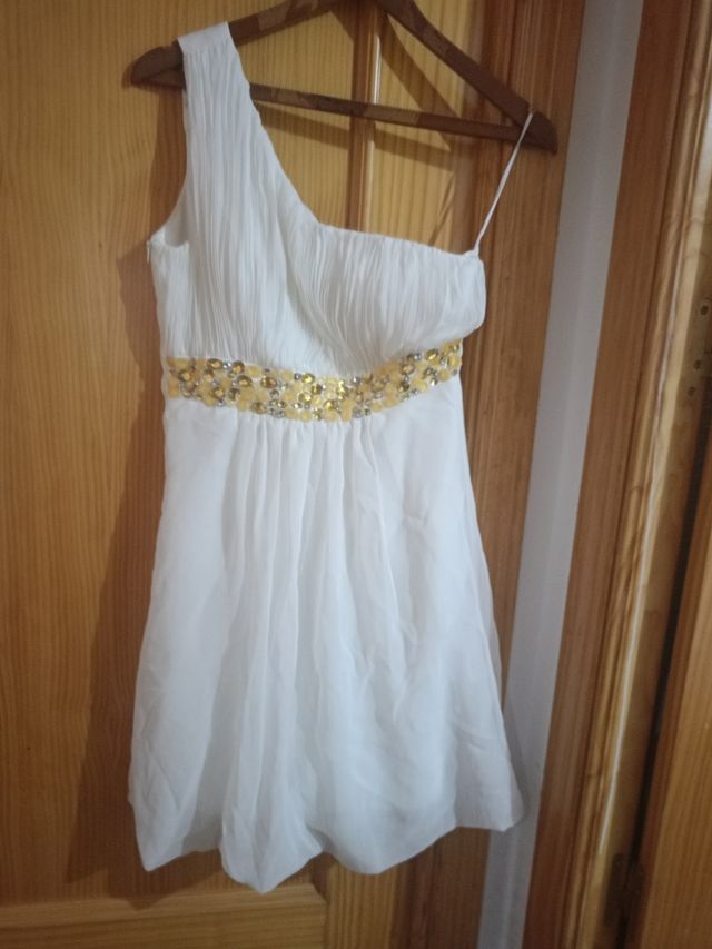 Vestido blanco y dorado de fiesta