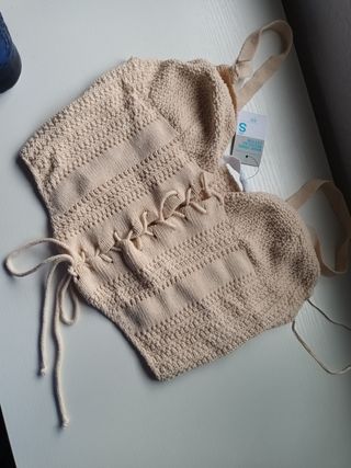 Top de ganchillo beige talla S