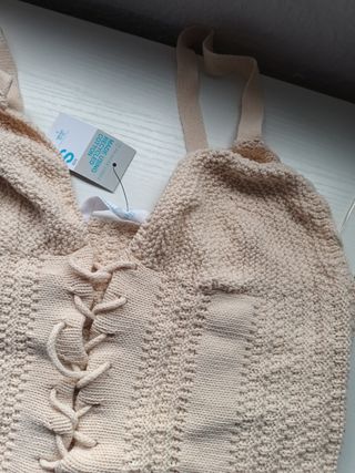 Top de ganchillo beige talla S