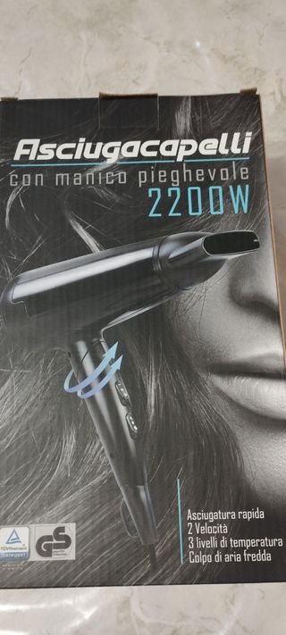 Asciugacapelli 2200W con manico pieghevole