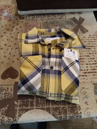 Camisa Zara cuadros niño azul y amarillo