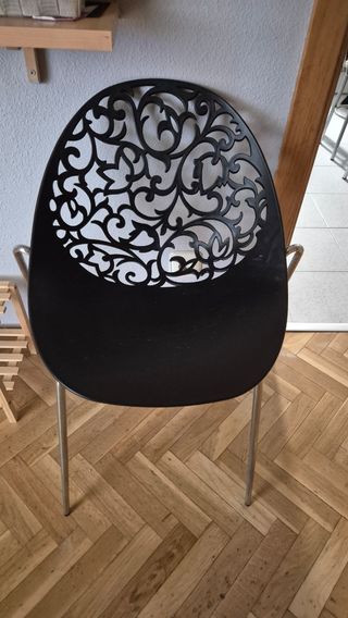 Sillas Peluquería Diseño Negro y Plata