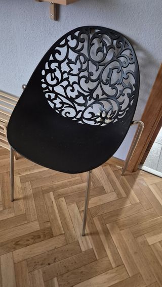 Sillas Peluquería Diseño Negro y Plata