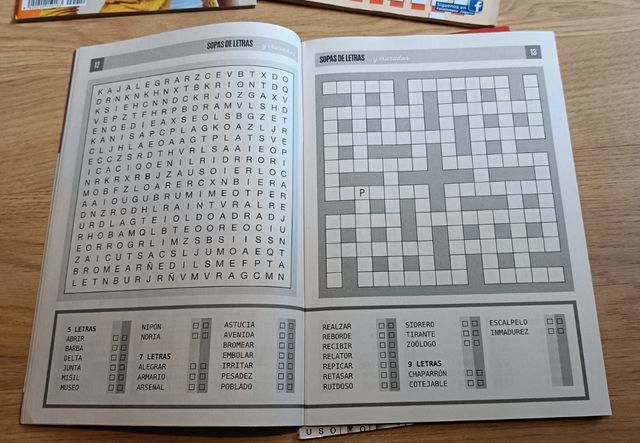 Pasatiempos sopas de letras cruzadas equis memoria