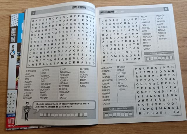 Pasatiempos sopas de letras cruzadas equis memoria