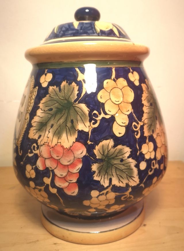 Vaso in ceramica vintage blu Aceto Di Vino