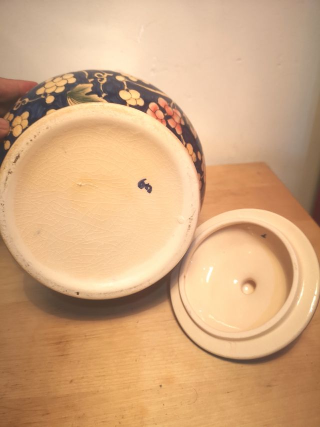 Vaso in ceramica vintage blu Aceto Di Vino