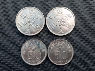 Lote 4 monedas Expo 82 España