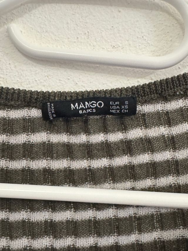 Maglione Mango a righe grigio e bianco