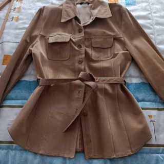 Sobrecamisa antelina mujer beige