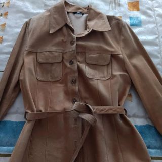 Sobrecamisa antelina mujer beige