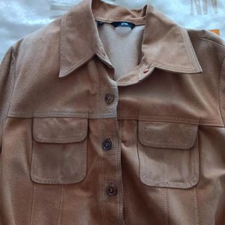 Sobrecamisa antelina mujer beige