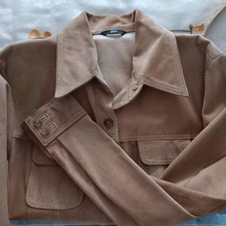 Sobrecamisa antelina mujer beige