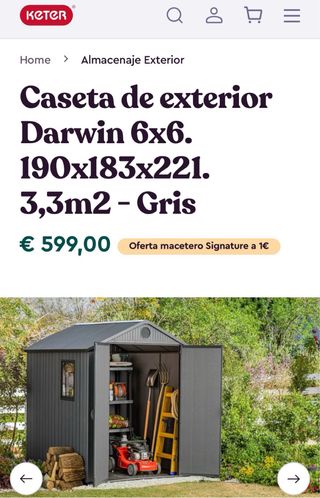 Caseta Jardín Keter 3.3m² NUEVA