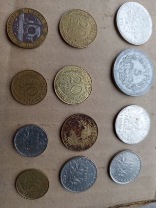 Lote de monedas francesas antiguas. 12 monedas .