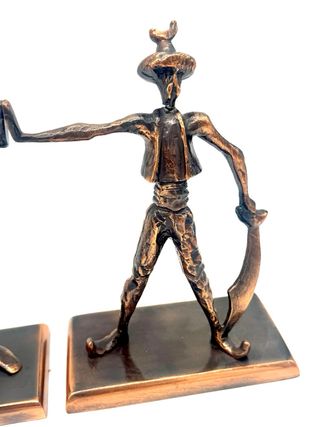 Fermalibri vintage in metallo bronzo guerrieri stilizzati anni 60/70