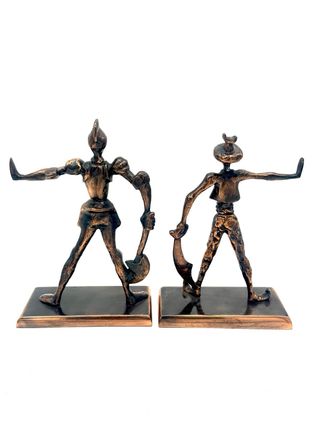 Fermalibri vintage in metallo bronzo guerrieri stilizzati anni 60/70