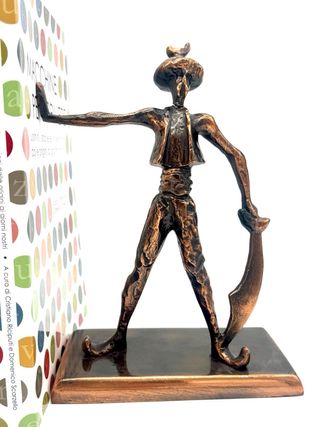 Fermalibri vintage in metallo bronzo guerrieri stilizzati anni 60/70