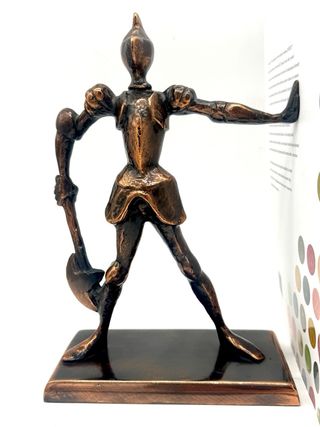 Fermalibri vintage in metallo bronzo guerrieri stilizzati anni 60/70