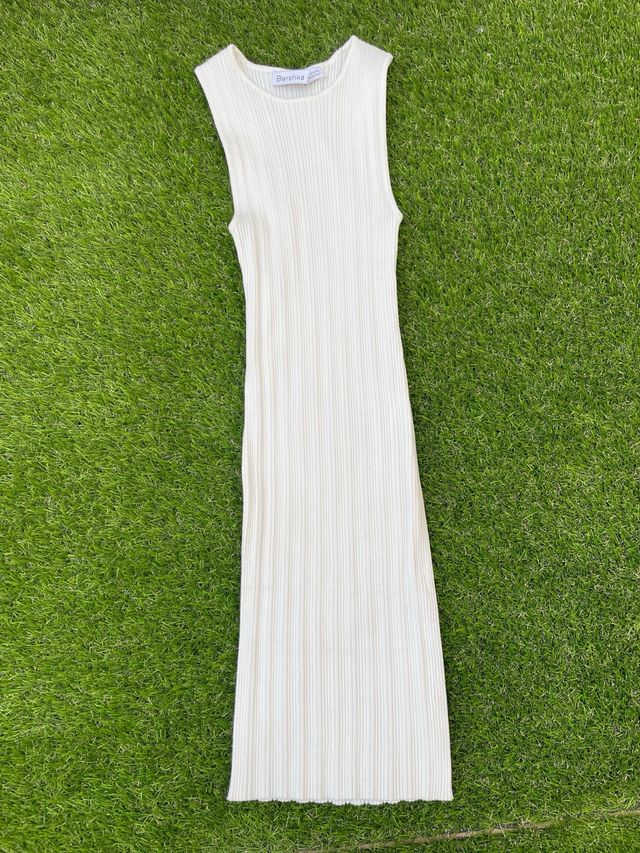 Vestido elástico de tirantes blanco