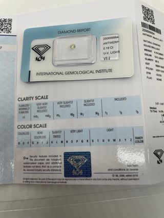 Diamante Natural IGI 0.19 Ct VS2