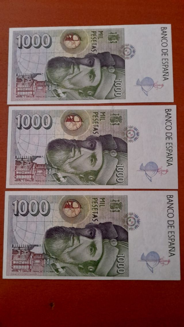 3 Billetes 1000 ptas España serie correlativos S/C