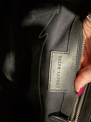 Bolso Tote Ralph Lauren Terciopelo Negro y Piel