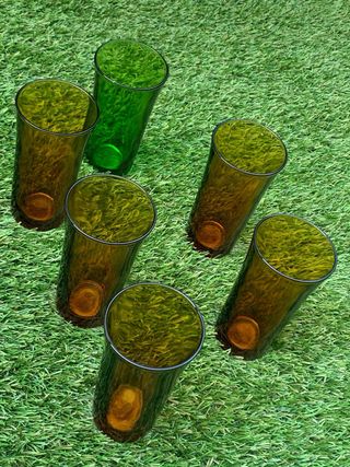 Vasos Duralex Vintage Marrón y Verde