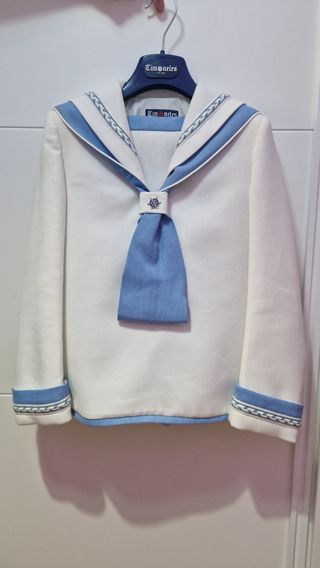 Traje de Comunión Niño Timoneles Blanco y Azul