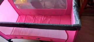 Cuna de viaje rosa o azul y colchón