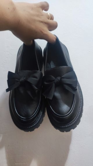 ✅Mocasines negros con lazo
