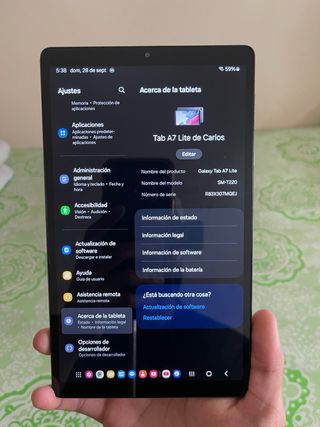 Samsung Galaxy Tab A7 Lite Gris, como nueva.