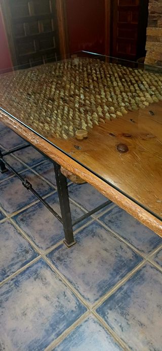 Mesa de centro trillo antiguo restaurado
