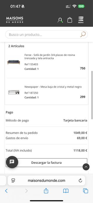 Mesa centro cristal y metal Maisons du monde