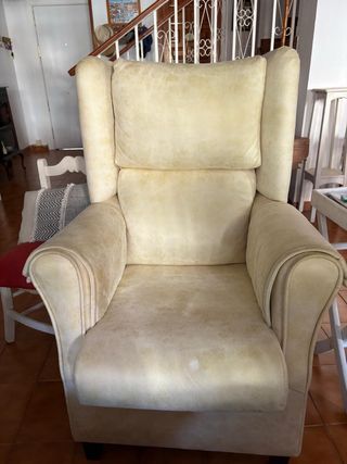 2 Sillones de tela beige/amarillo