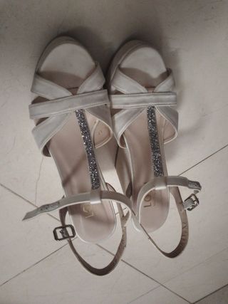 Sandalias LODI Novia Talla 37 Plata/Blanco