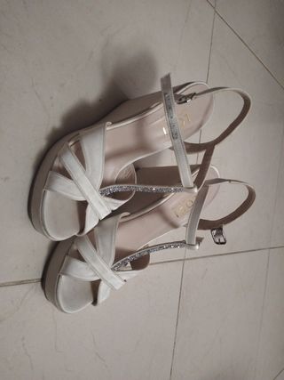 Sandalias LODI Novia Talla 37 Plata/Blanco