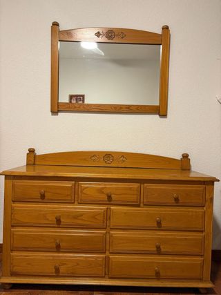 Cómoda y espejo provenzal madera