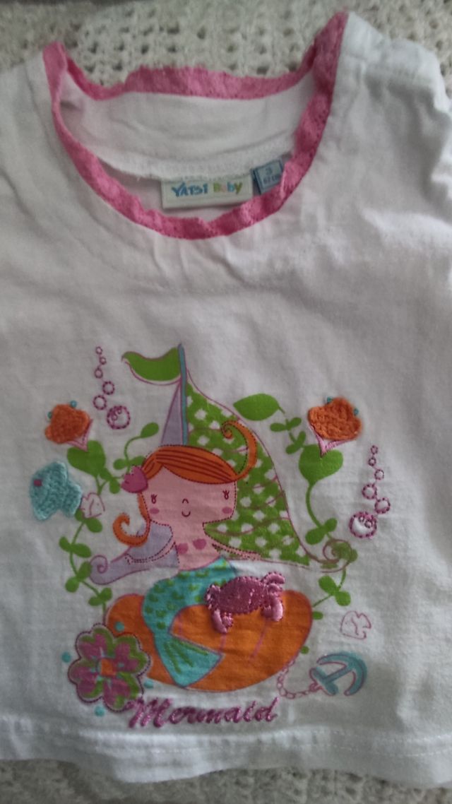 Camiseta bebé niña sirena. 3 meses(62cm).