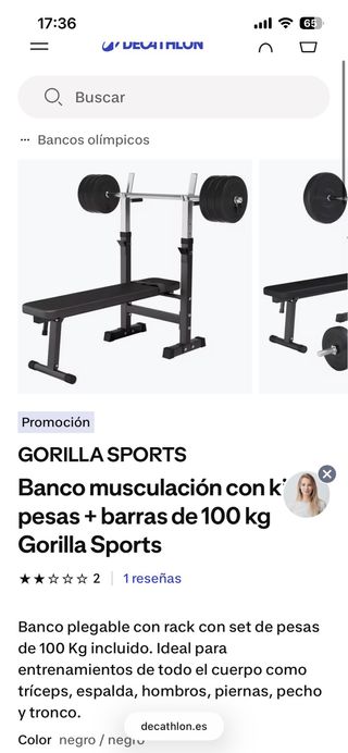 Banco de pesas Gorilla Sports Decathlon
