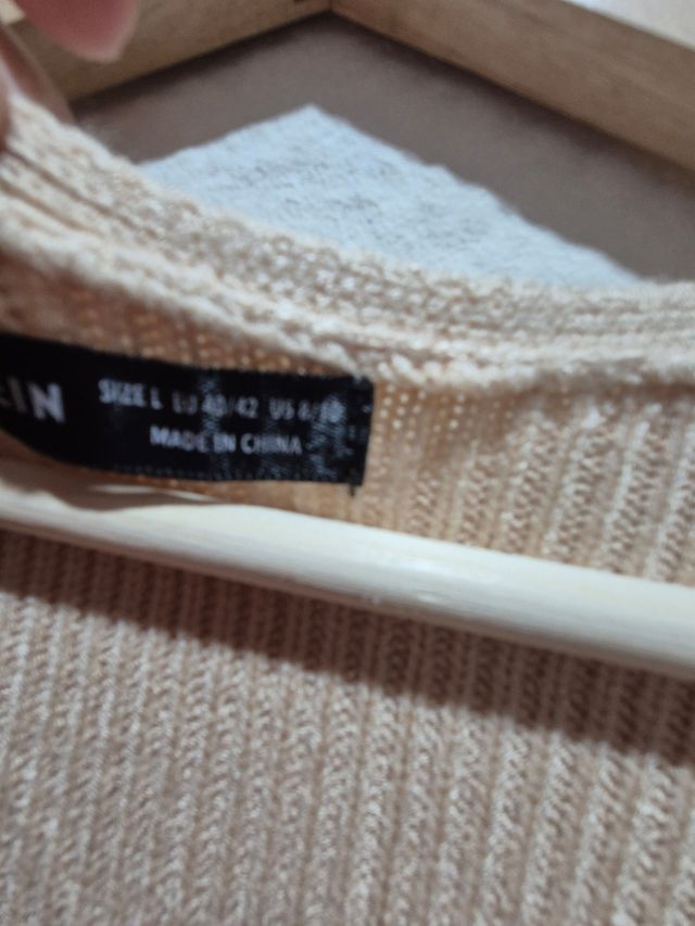 Vestido de punto beige talla única