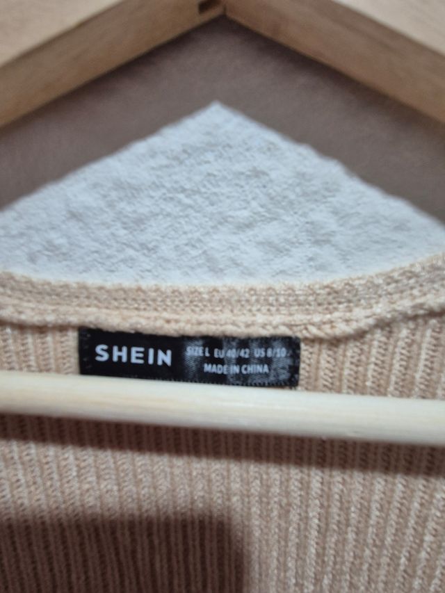 Vestido de punto beige talla única