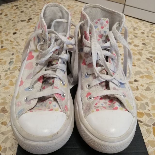 Botas Converse Blancas Corazones Talla 34