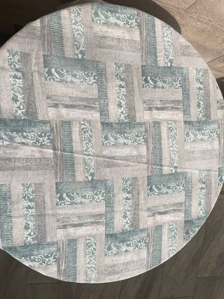 Manteles Mesa Redonda 80-90cm Tela Gris/Teal