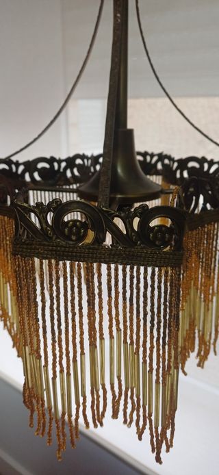 Lámpara antigua metal y cristal