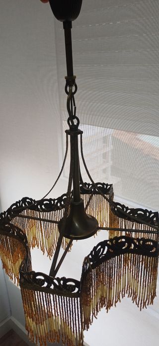 Lámpara antigua metal y cristal